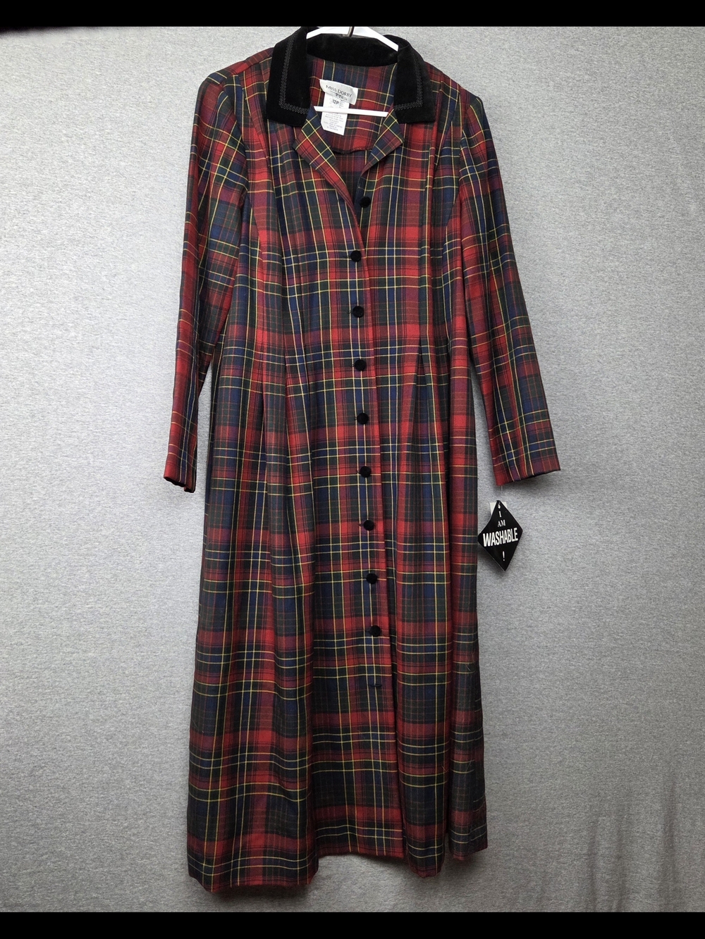 Miss Dorby Preppy Vintage Plaid Shirt Dress Collared Long Sleeved Button 12p